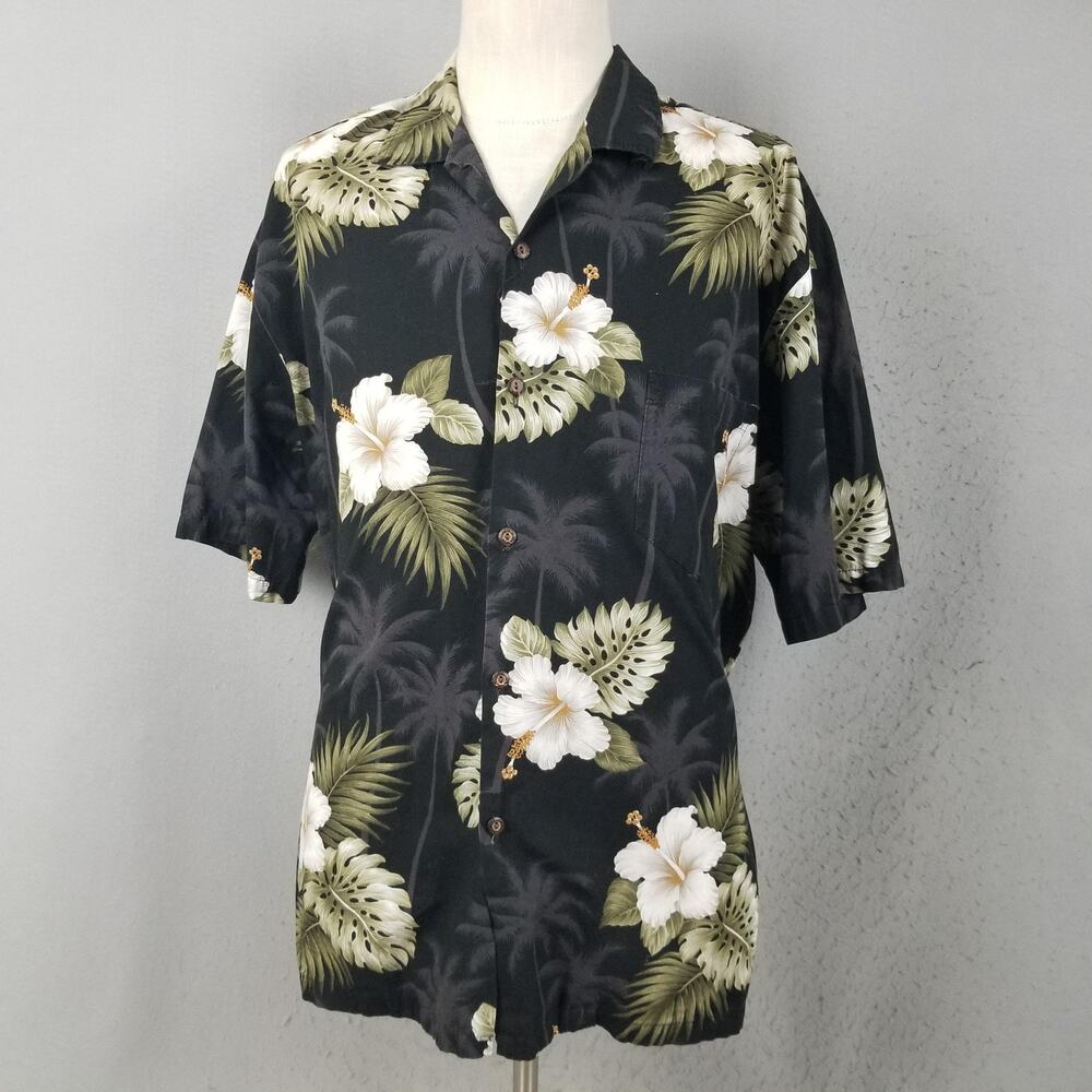 Pacific Legend Shirt Mens 2XL Black Hawaiian Floral Aloha Made In‎ Hawaii USA